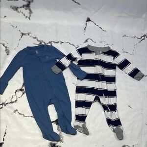 Burt's Bees & Gap Footies One Piece Set of 2 3-6 Month Cotton Full Front Zip